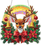 MEIYUDA Christmas Hanging Diamond Art Kits for Adult, Deer Diamond Painting Hanging Kits Ornaments, DIY Special Shaped Rhinestone Window Pendants kit for Home Garden Wall Decor Gift