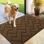 hicorfe Front Door Mat Outside Entrance,24"x35" Absorbent Muddy Dirt Resist Welcome Door Mats Outdoor Indoor,Stain and Fade Resistant,Non Slip Backing Entry Mat Doormat for Entryway (Dark Brown)