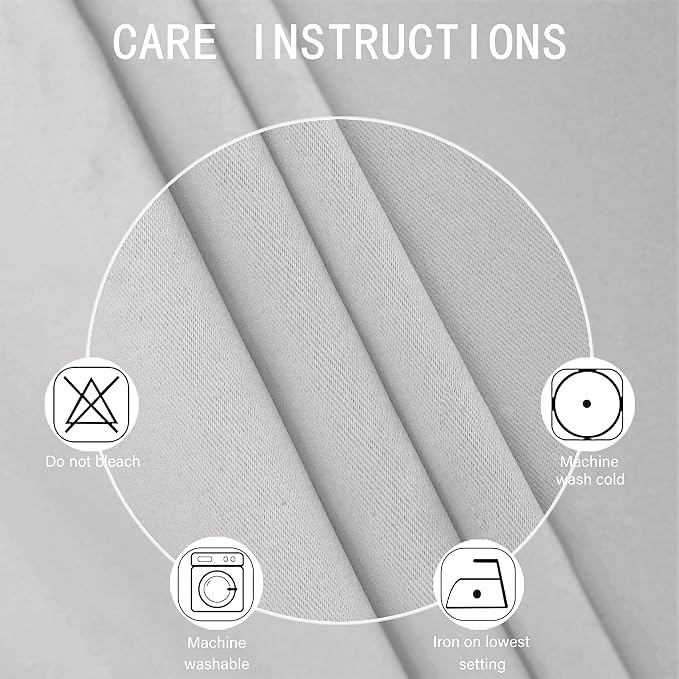 Blackout Curtains 52 x 84 inch/Light Grey Curtains Set of 2 Panels/Thermal - Image 4