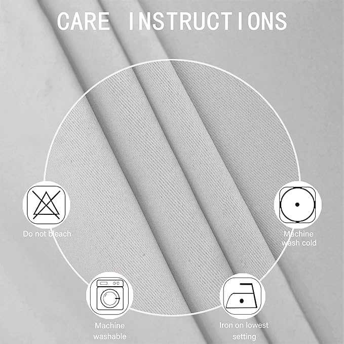 Blackout Curtains 52 x 108 inch/Light Grey Curtains Set of 2 Panels/Thermal - Image 4