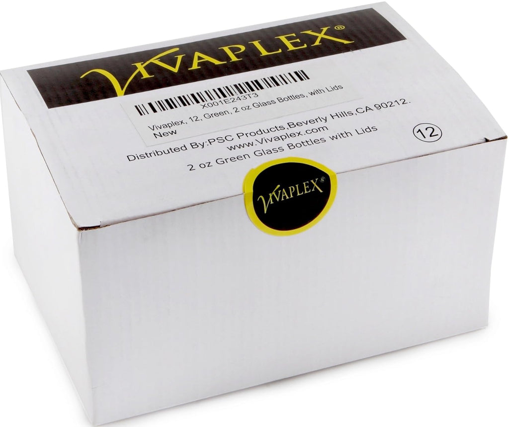 Vivaplex, 12, Green, 2 oz Glass Bottles, with Lids