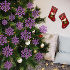 36pcs Christmas Light Purple Snowflake Ornaments，Plastic Light Purple Snow Flakes Hanging Ornaments for Christmas Tree Decor Winter Wonderland Frozen Birthday Party Holiday Home Decor Craft Snowflake