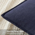 MIULEE Decorative Linen Euro Sham Pillow Covers 24x24 Navy | Boho Farmhouse​ - Image 2