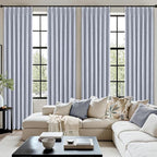 MIULEE Chambray Blue Pinch Pleated 100% Blackout Curtains 40x90 Inches | Room - Image 7