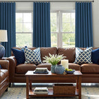 Navy Blue Linen Textured Blackout Curtains 72 Inches Long - Image 7