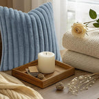 decorUhome Fall Faux Fur Throw Pillow Covers 18x18 Set of 2 Grey Blue | - Image 9