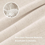 MIULEE 100% Blackout Linen Curtains 42 x 90 Inch Cream Beige 2 Panels | Thermal - Image 3