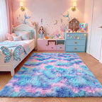 Rainbow Rugs for Girls Bedroom, 5x8 Fluffy Bedside Throw Area Rug, Soft Plush - Image 5