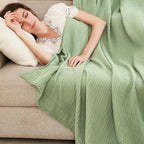 EMME Cotton Throw Blanket for Couch Soft Airy Muslin Bed Blankets Lightweight Breathable Blanket All Season Gauze Blanket, Sage Green
