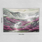 Japanese Tapestry, Red Plum Blossom Mountain Tapestry, Asian Japanese Wall Tapestry, Nature Landscape Tapestries for Bedroom Living Room Decor 90"x60"