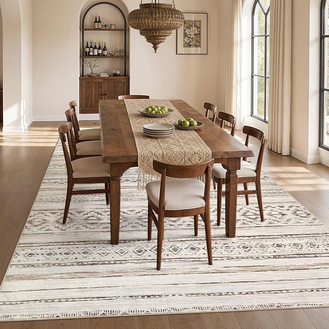 cotiled 6x9 Area Rugs for Living Room: Boho Washable Rug for Dining Room | - Image 7