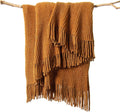 lifein Throw Blanket for Couch, Soft Boho Decor Bed Throw,Cozy Brown Knitted Chenille Small Farmhouse Lightweight Throw for Spring(Golden Brown,60 * 80")