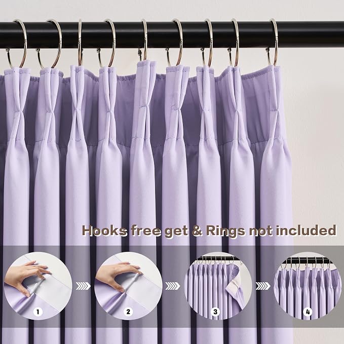 Pinch Pleated Curtains 108 Inches Long, Energy Saving Window Treatment Privacy - Image 2