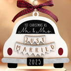 Wedding Gifts - Mr and Mrs Gifts - Wedding Gift for Couples 2025, Bride, Future Mr and Mrs - First Christmas Married Ornament 2025 - Bridal Shower Gift for Married Newlywed - Wood Ornament