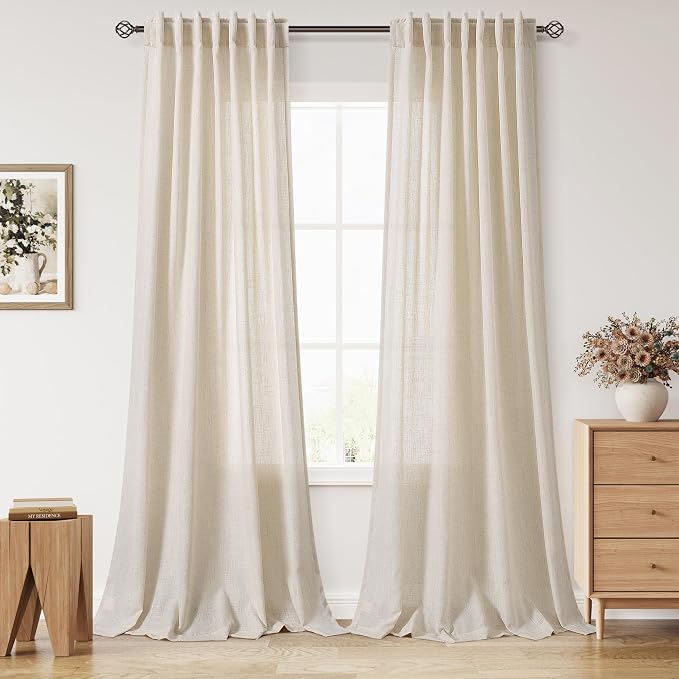 Cream Beige Curtains 90 Inches Long by Nanspring