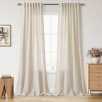 108 Inch Long Curtains for Living Room Cream Beige Linen Modern Farmhouse Decor by Nanspring