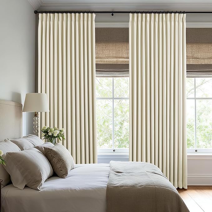 Pinch Pleated Linen Curtains 100% Blackout 84 Inches Long - Image 4