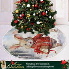 Christmas Tree Skirt - 48 Inch Rabbit Xmas Tree Mat for New Year Party Decorations