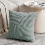 Fancy Homi 2 Packs Grey Blue Decorative Throw Pillow Covers 18x18 Inch for Couch Bed Sofa, Rustic Boho Farmhouse Home Decor, Soft Corss Corduroy Patchwork Textured Square Cushion Case 45x45 cm