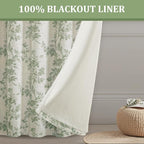 Sage Green Boho Floral 100% Blackout Curtains 63 Inch 2 Panels | Farmhouse - Image 3