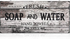 Jetec Farmhouse Bathroom Decor, Fresh Soap and Water Sign Vintage Bathroom Wood Plaque Rustic Wall Decor for Wall Art Decoration Restroom(Novel)