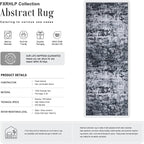 3x8 Washable Runner Rug：Modern Abstract Kitchen Carpet Black | - Image 2