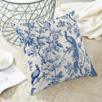 Navy Blue Spring Floral Pillow Covers 18 x 18 Inch Set of 2 for Chinoiserie Flowers Bird Decor Throw Pillows Vintage Plant Farmhouse Outdoor Decorative Cushion Cases for Couch Bed Decorations