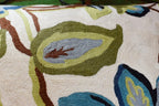 Modern Cream Decorative Floral Pillow Cover Needlepoint White Flower Hand Embroidered Pillowcase Flowery Outdoor Suzani Accent Cushion Boho Chair Modern Chair Pillowsham Wool Size 18x18