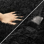 2x5 Bedside Area Rugs for Bedroom Soft Fluffy Shag Black Rug for Hallway - Image 6