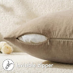 MIULEE Light Brown Chenille Couch Throw Pillow Covers, 18x18 | Set of 2 - Image 3
