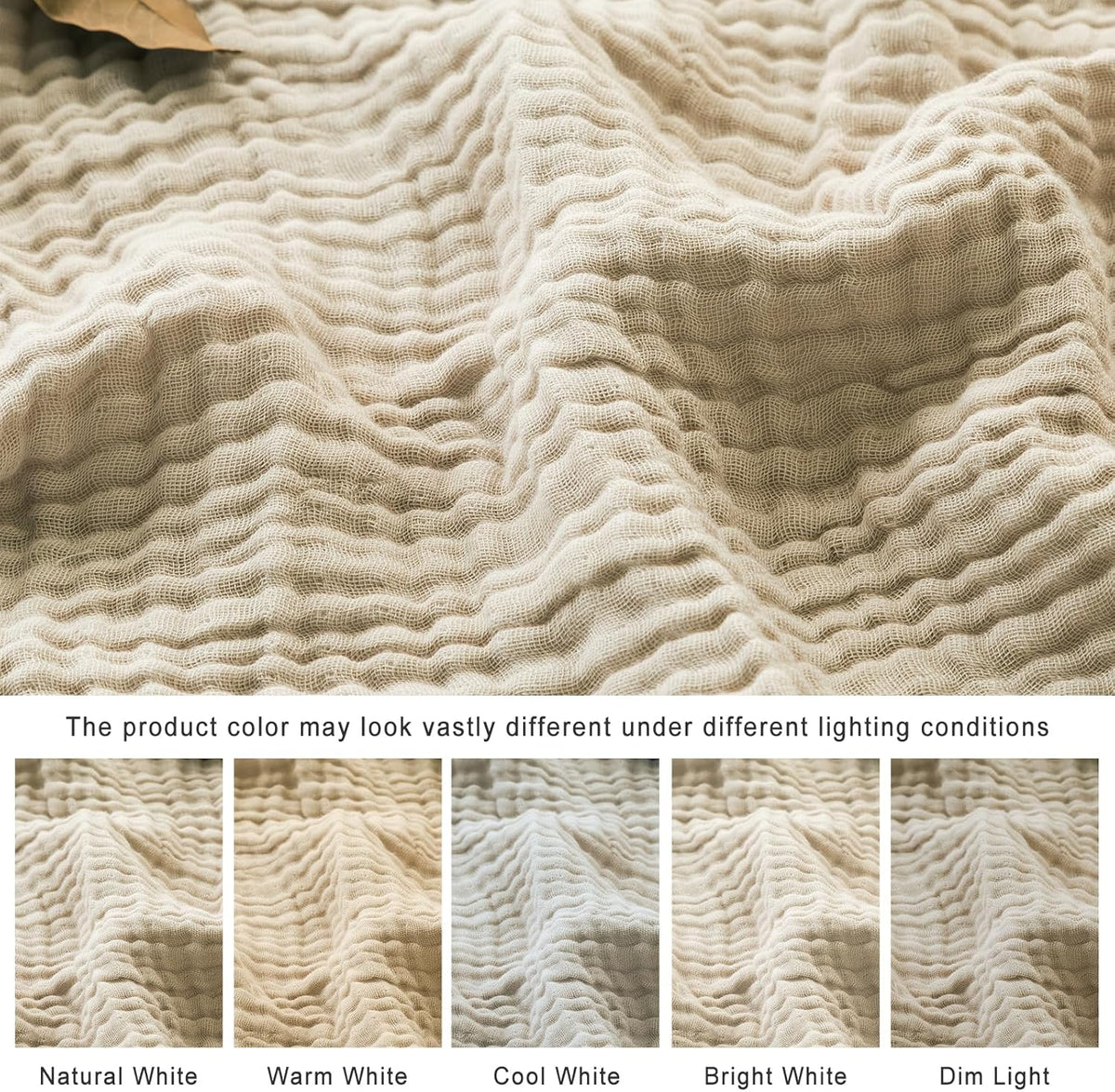 EMME Cotton Muslin Blanket Twin XL - 66"x90" Lightweight Breathable Layering Blanket Bedspread Coverlet All Season Gauze, Light Tan