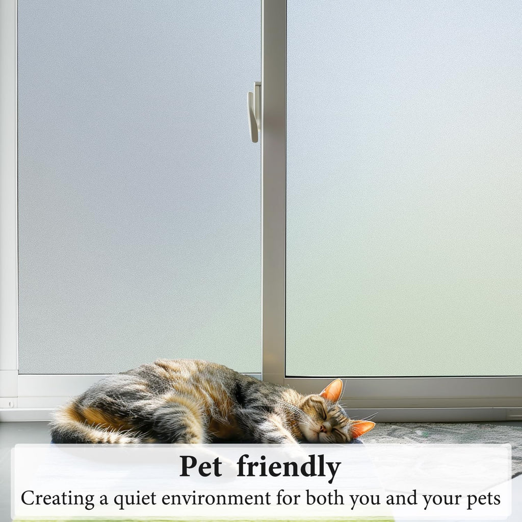 DUOFIRE Privacy Window Film Natural Frosted Glass Film Static Cling Glass Film No Glue Anti-UV Window Sticker Non Adhesive for Privacy Office Meeting Room Bathroom Living Room 29.5in. x 157.4in. S001