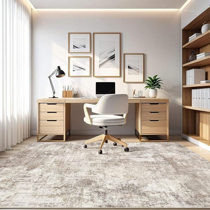 LOONGRUG 6x9 Area Rugs Washable Neutral Modern Living Room Rug Brown Beige | - Image 8