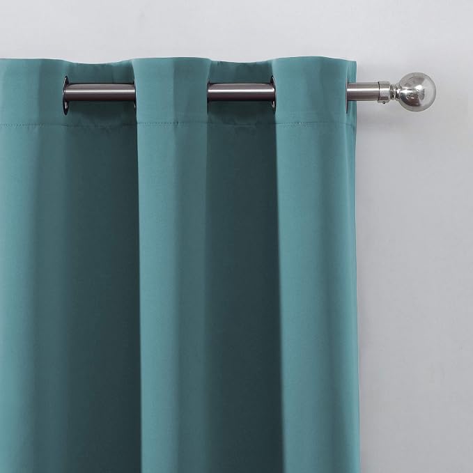 Sea Teal Thermal Blackout Curtains/38 x 84 Inch/Set of 2 Panels Room Darkening - Image 7