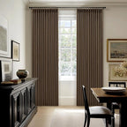Thick Linen Pleated Brown Blackout Double Layer Curtains 90 Inches Long | Room - Image 7