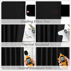 Black 100% Blackout Linen Curtains 63 Inch Length 2 Panels Set - Image 5