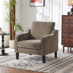 VINGLI Accent Chair for Living Room Chairs Light Brown Reading Chair for Bedroom Scooped Arm Chair Mid Century Modern Accent Chairs Upholstered Comfy Chair for Apartment, Waiting Room