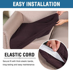 H.VERSAILTEX Super Stretch Individual Seat Cushion Covers - Sofa & Couch Cushion Slipcover Sets - Thick Jacquard Textured Twill Fabric (3 Piece XL, Chocolate)