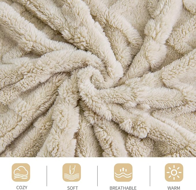 Aganear Fleece Throw Blanket for Bed Couch 90"x108" Khaki | Lightweight Fuzzy - Image 9