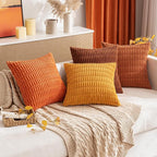 MIULEE Fall Corduroy Decorative Throw Pillow Covers 18x18 Orange Pack of 2 | - Image 8