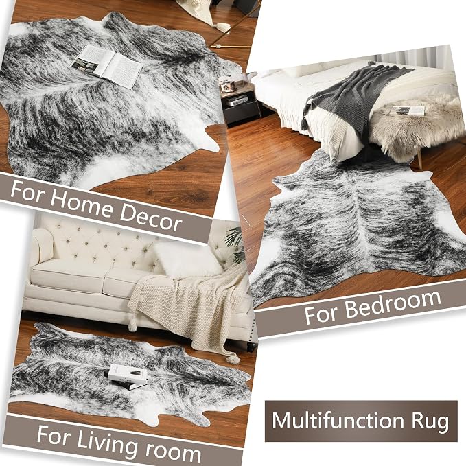8x10 Faux Cowhide Area Rug for Living Room Animal Skin Rug, Cool Western - Image 5