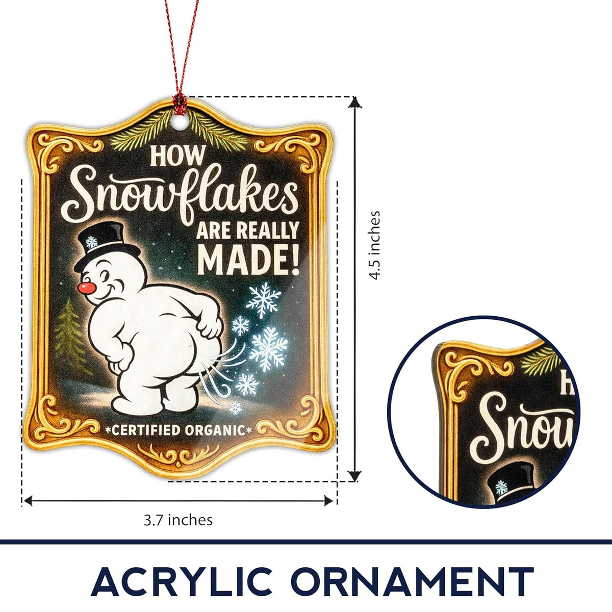 Funny Snowman Christmas Ornament – How Snowflakes Are Really Made – Hilarious Holiday Gag Gift for Adults, White Elephant Exchange, Office Party, Stocking Stuffer