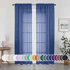 Sheer Curtains 84 Inches Long 2 Panels Set by OWENIE