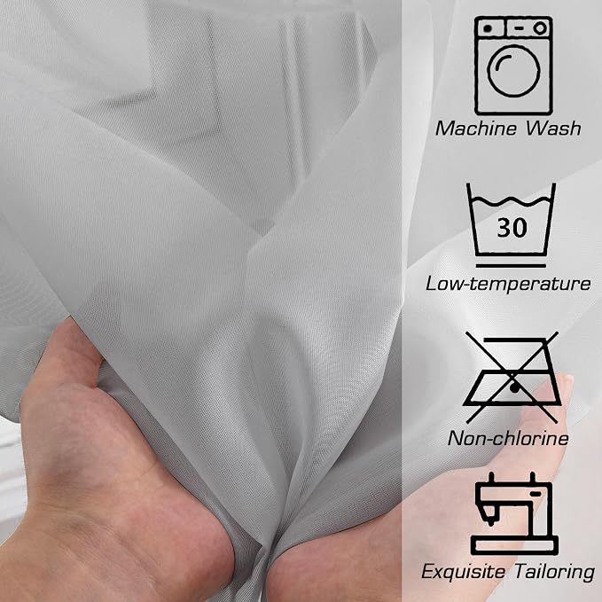 Light Grey Sheer Curtains 78 inches Long 2 Panels Set - Image 9