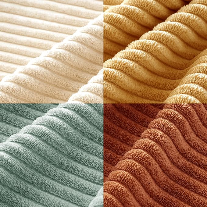 MIULEE Soft Corduroy Decorative Throw Pillow Covers Teal-Rust 18x18 | Set of 4 - Image 6