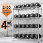 IZEUK 3400 LBS Garage Shelving Wide Storage Shelves 4 Tier Metal Shelves Heavy Duty Adjustable Utility Shelf Rack Chrome 17.7" D x 47.2" W x 70.4" H