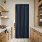 Modern Pinch Pleated Linen Navy Blue Semi Sheer Curtains - Image 7