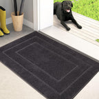 PURRUGS Dirt Trapping Door Mat 24" x 35.5", Non-Slip/Skid Machine Washable Entryway Rug, Dog Doormat, Super Absorbent Welcome Mat for Muddy Wet Shoes and Paws, Charcoal