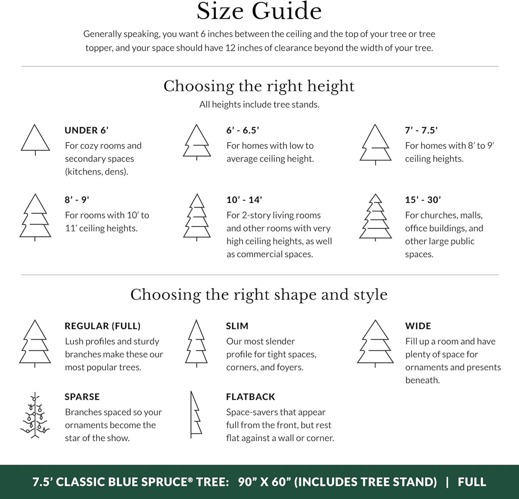 Balsam Hill 7.5 ft Unlit Classic Blue Spruce - Artificial Christmas Tree with 2,960+ Tips, Premium Stand, Storage Bag & Easy Assembly for Indoor Holiday Decorating