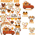 Mouse Themed Fall Window Clings - 9 Sheets Removable Thanksgiving Stickers for Glass Windows, Autumn Decorations